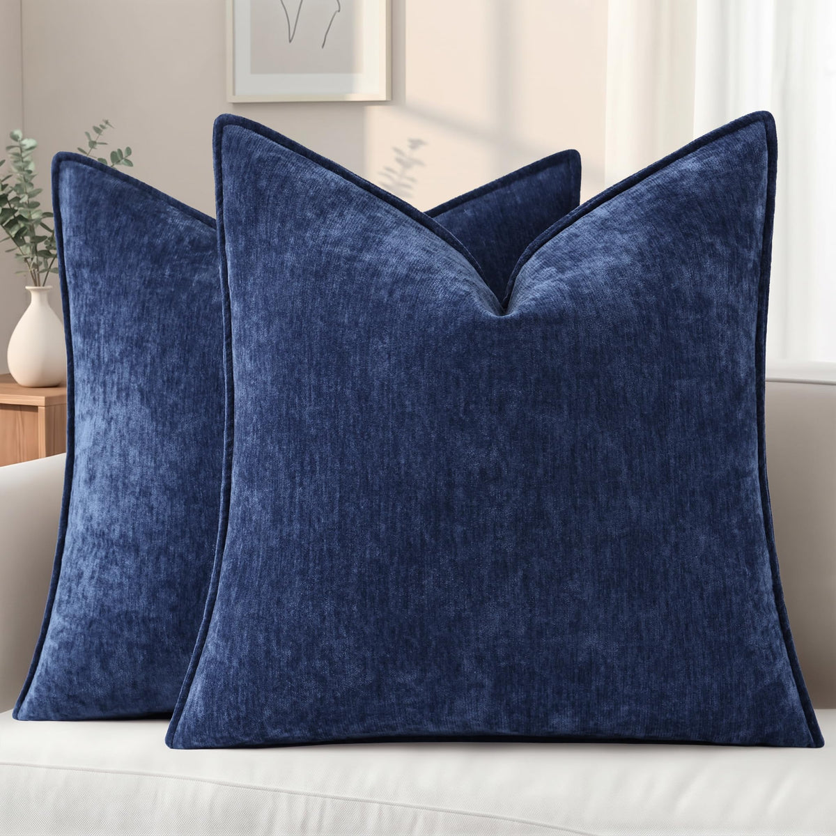 decorUhome Chenille Ultimate Gray Throw Pillow Covers 18x18 Set of 2