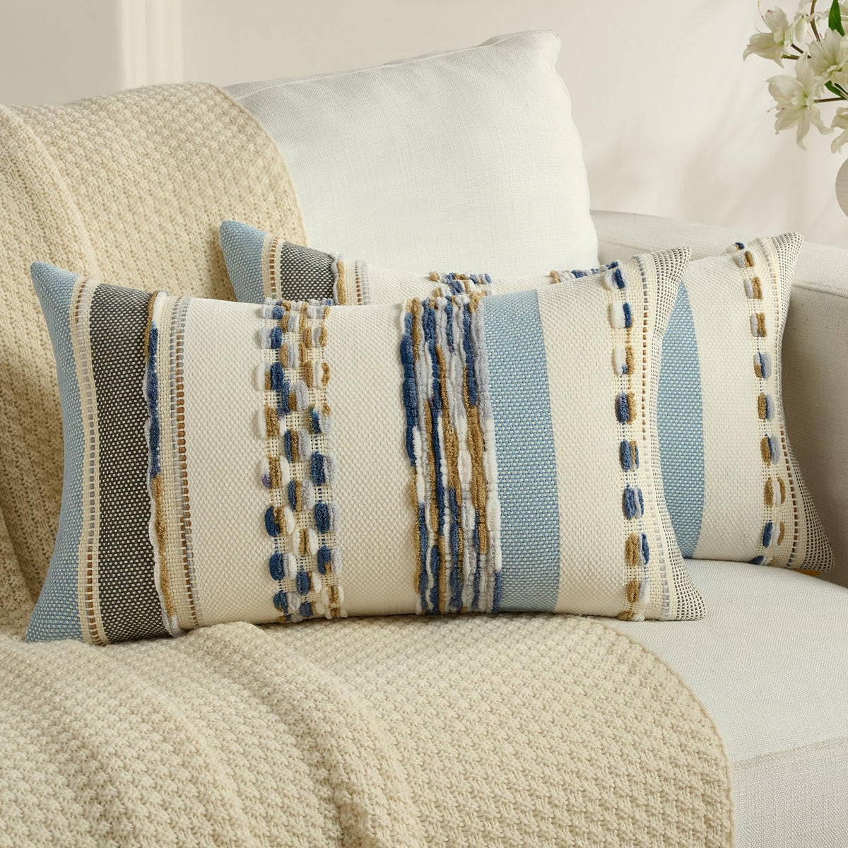FUTEI Pack of 2 Chenille Throw Pillow Covers 45 x 45 cm,Teal