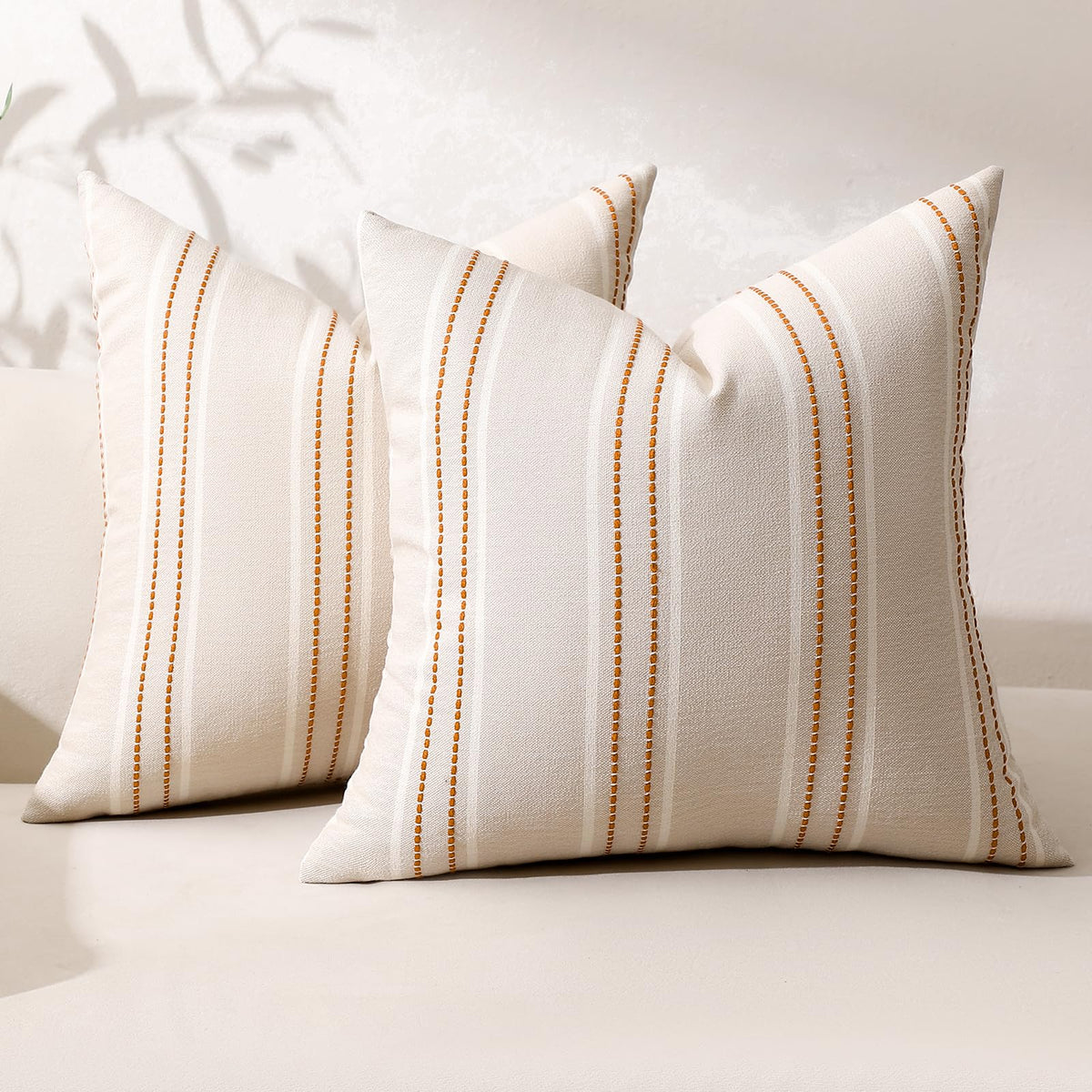 Hckot Sage Green Throw Pillow Covers 20x20 Set of 2 Striped Pillow Covers