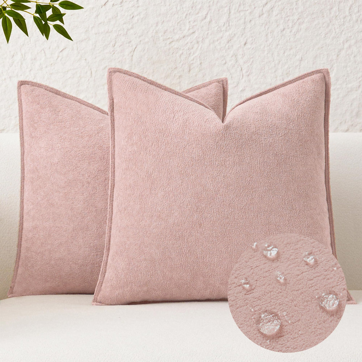 Kevin Textile Soft Waterproof Pillow Covers 20x20 Inch 2 Pack, Moss Green