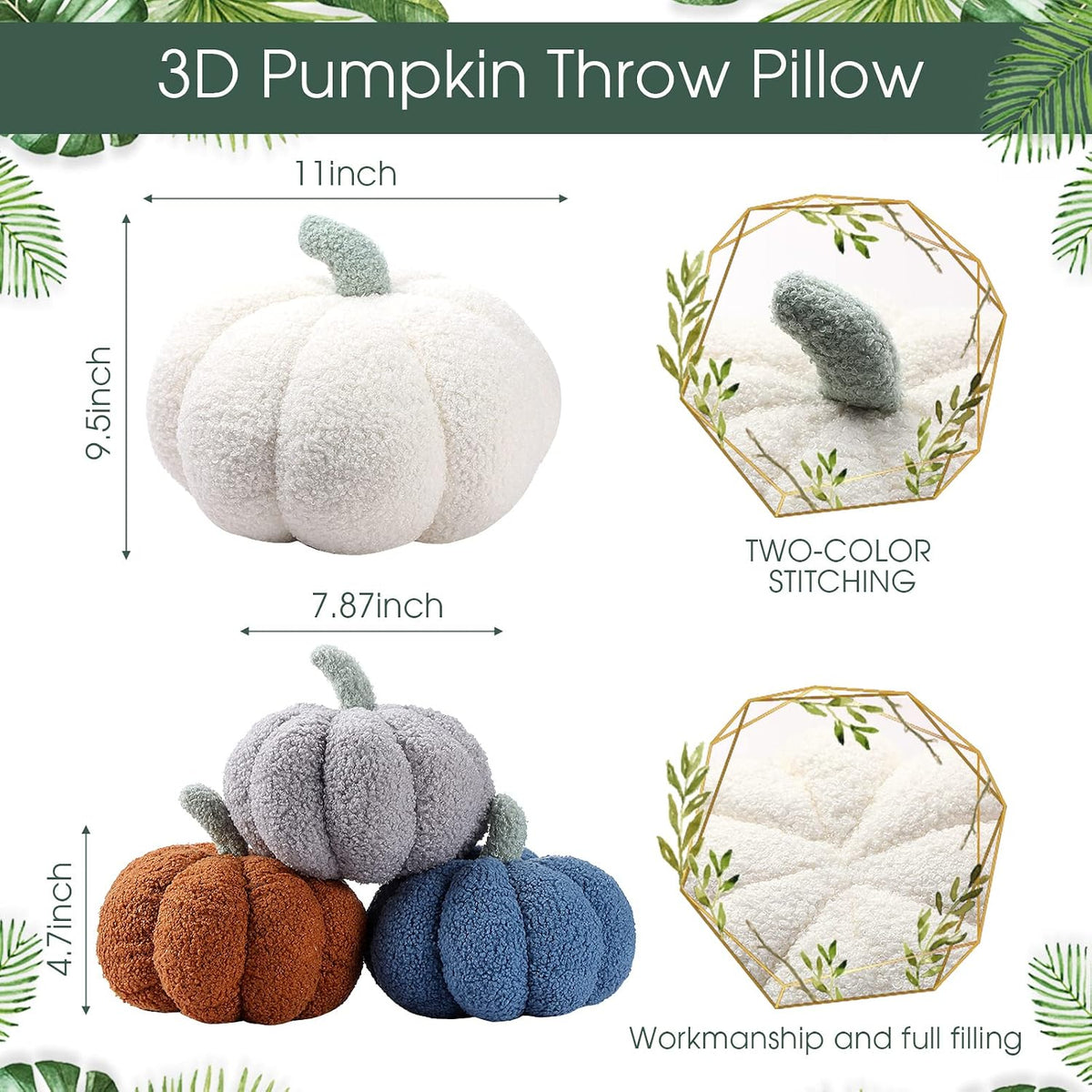 Kajaia 4 Pcs Pumpkin Pillow Fall Decor Thanksgiving, Vintage Color
