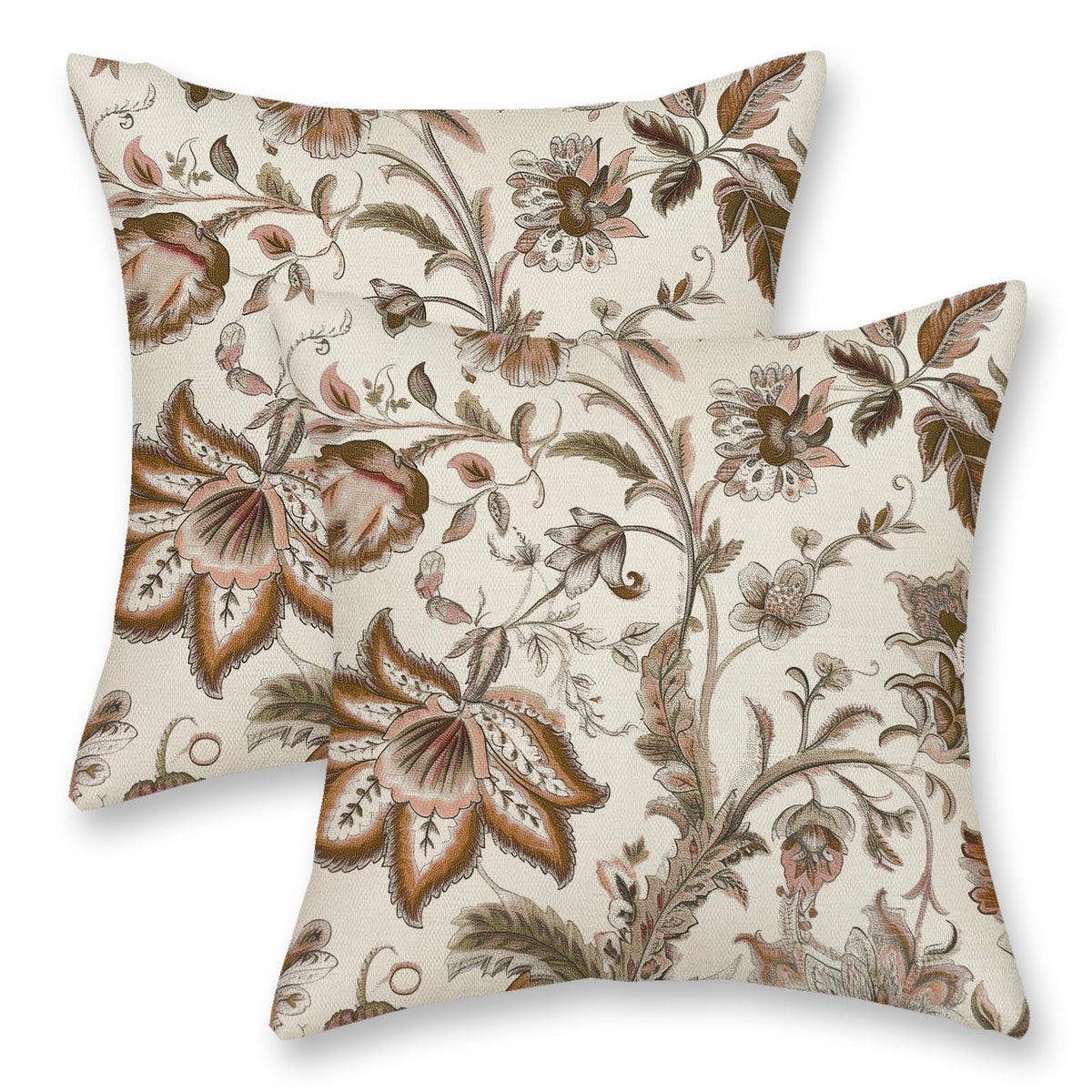 Boho Pillow Covers 18x18 Inch 2 Pcs Vintage Burnt Orange Grey Beige Carpet Pattern Ethnic Decor Throw Pillows Retro Outdoor Farmhouse Decoration Pillowcase Linen Cushion Cover for Couch Sofa