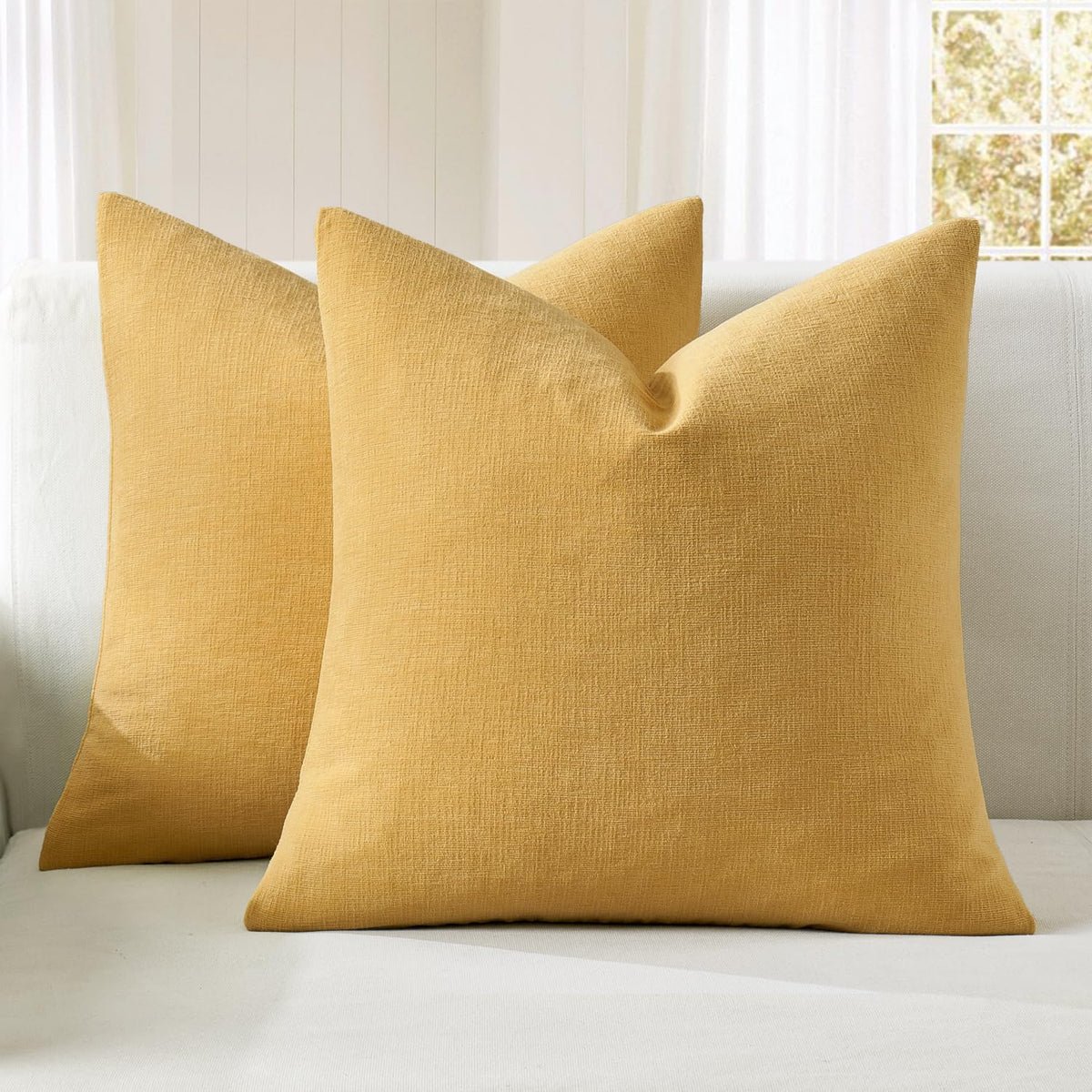 MIULEE Blush Pink Chenille Couch Throw Pillow Covers, 18x18
