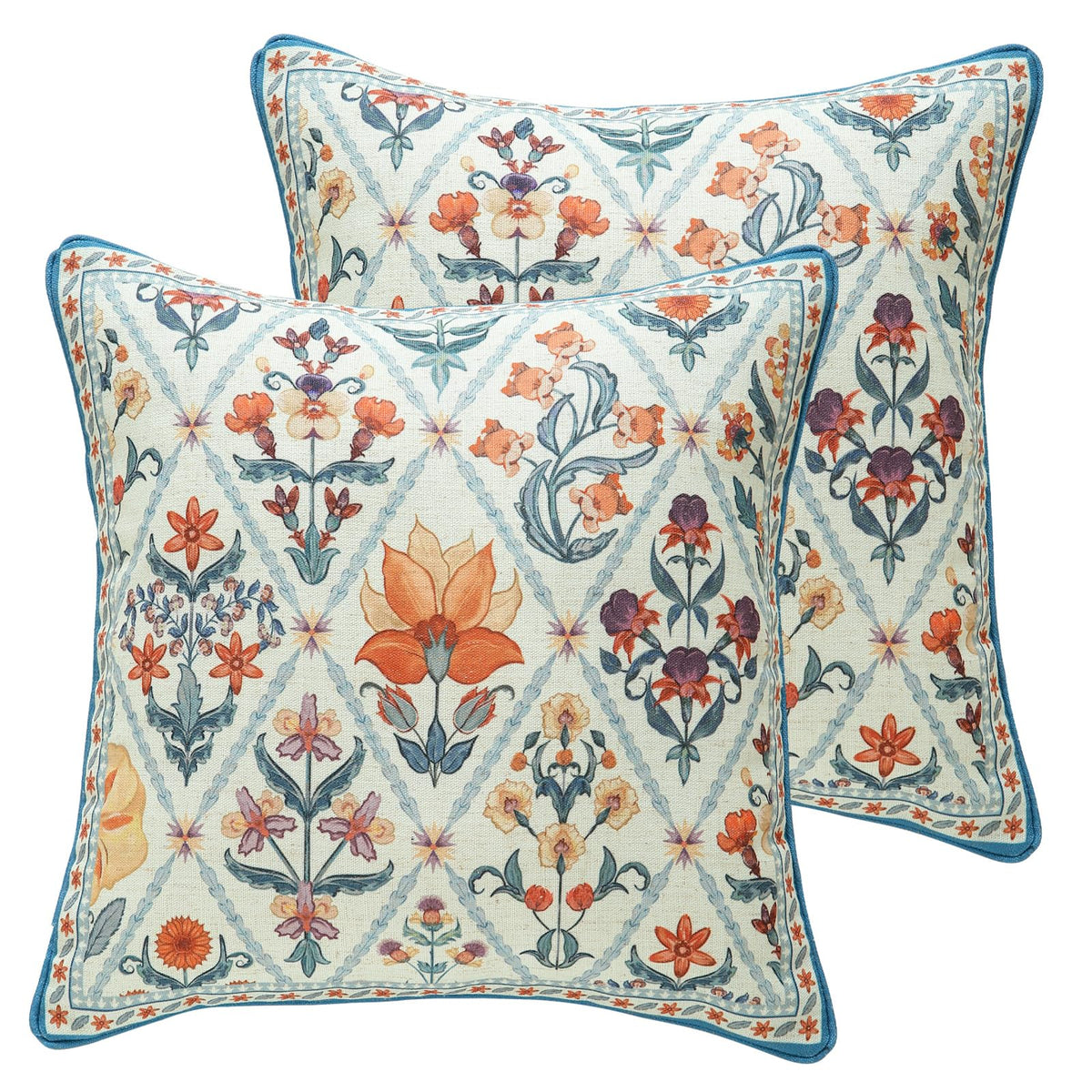 ISAENNE Vintage Elegant Linen Square Throw Pillow Cover,18"x18"-Albano A