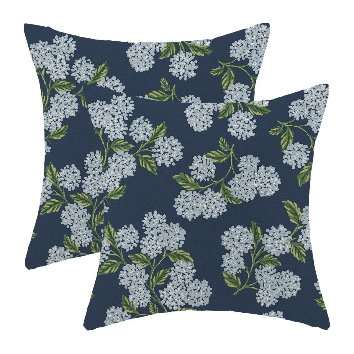 AEIOAE Spring Pillow Covers 18x18 Inch Set of 2,Blue Teal Wild Flower Plant Throw Pillows Case,Seasonal Floral Outdoor Decorative Square Linen Farmhouse Decor Cushion Covers for Home Sofa Bed Couch