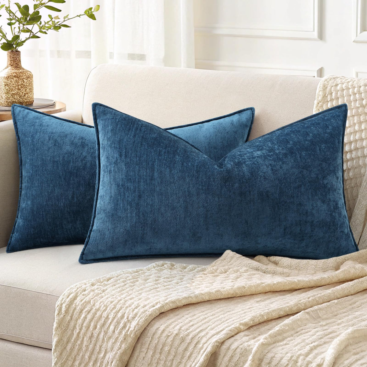 decorUhome Chenille Ultimate Gray Throw Pillow Covers 18x18 Set of 2