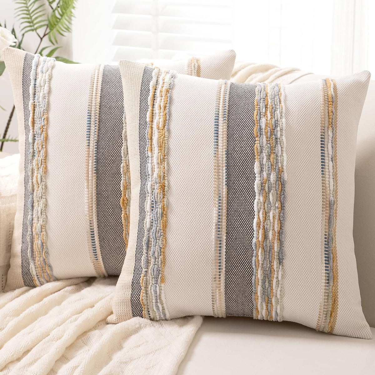 Boho Throw Pillow Covers Decorative Neutral Farmhouse Pillow case