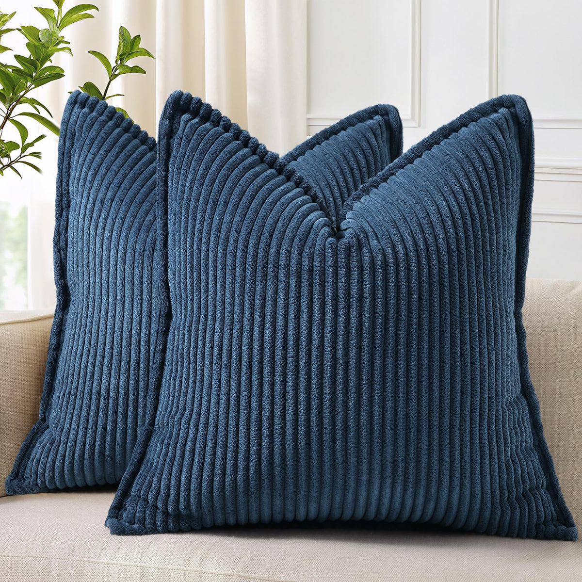 decorUhome Fall Corduroy Rust Throw Pillow Covers 18x18 Set of 2
