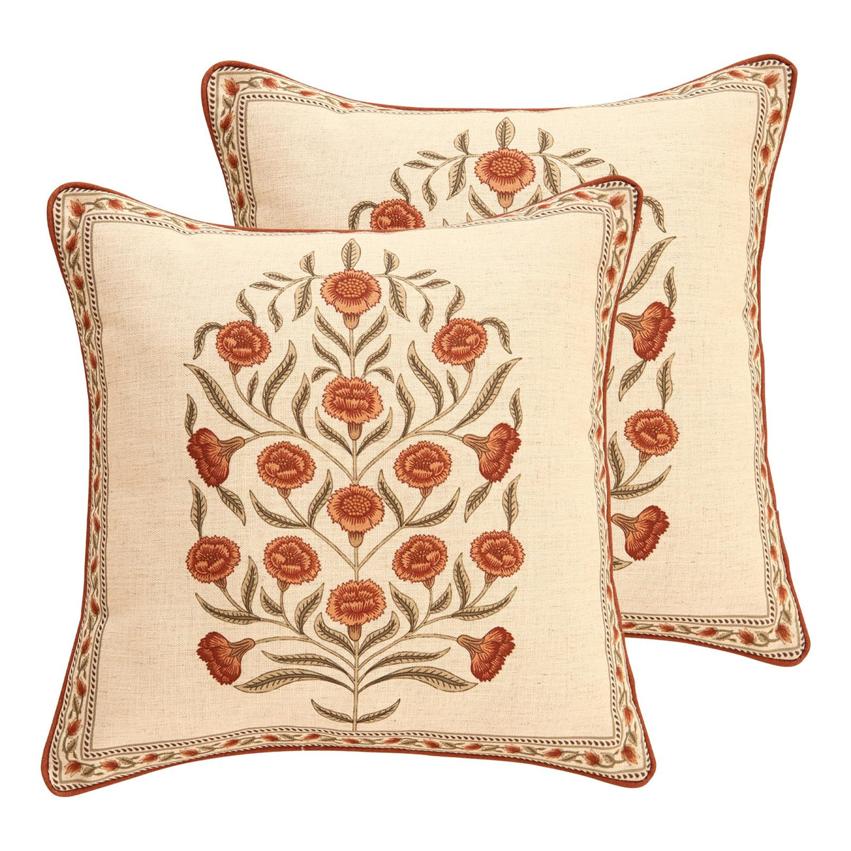 ISAENNE Vintage Elegant Linen Square Throw Pillow Cover,18"x18"-Albano A