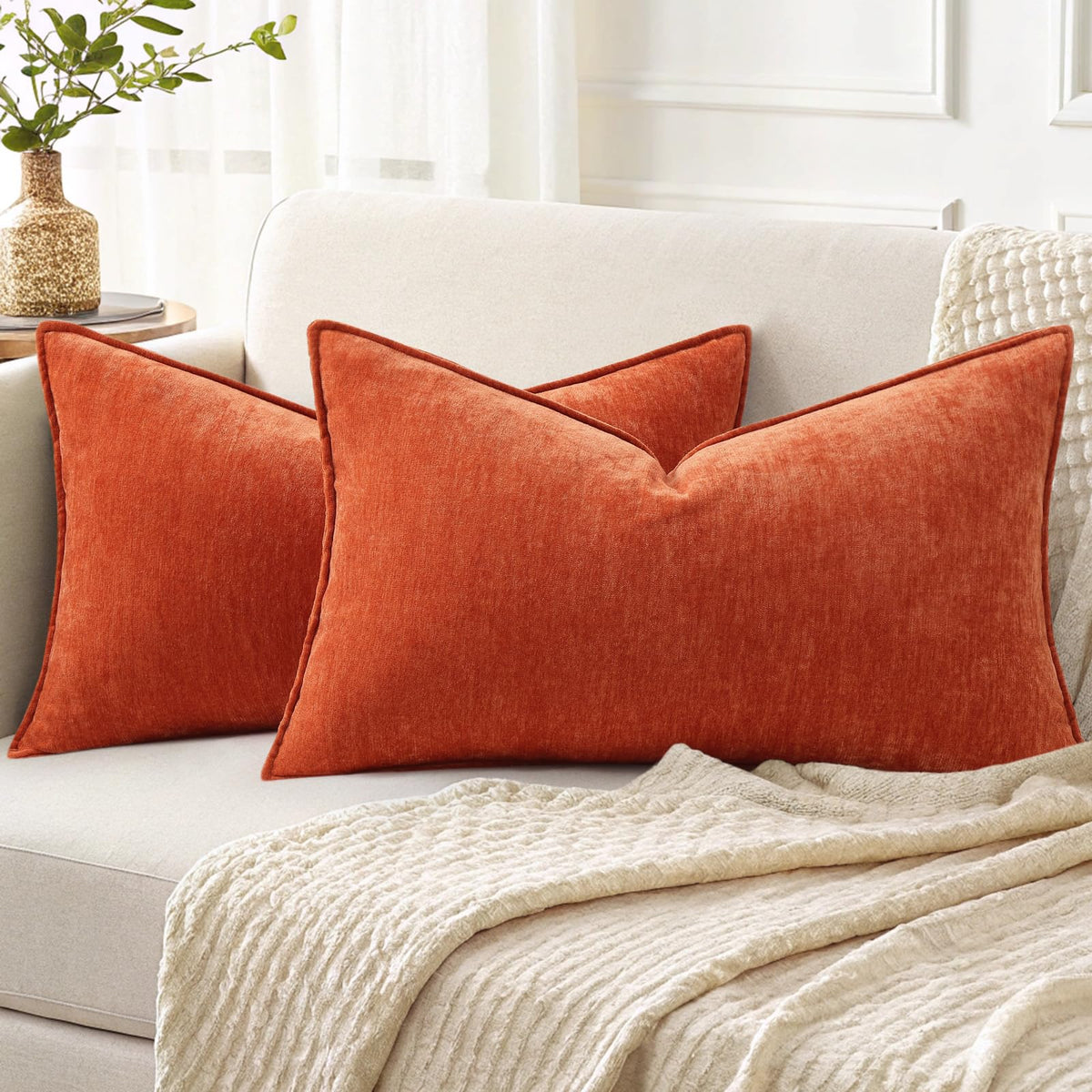 decorUhome Chenille Ultimate Gray Throw Pillow Covers 18x18 Set of 2