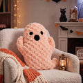 Bucherry Pink Halloween Ghost Throw Pillow Cute Plush Checkered Decor