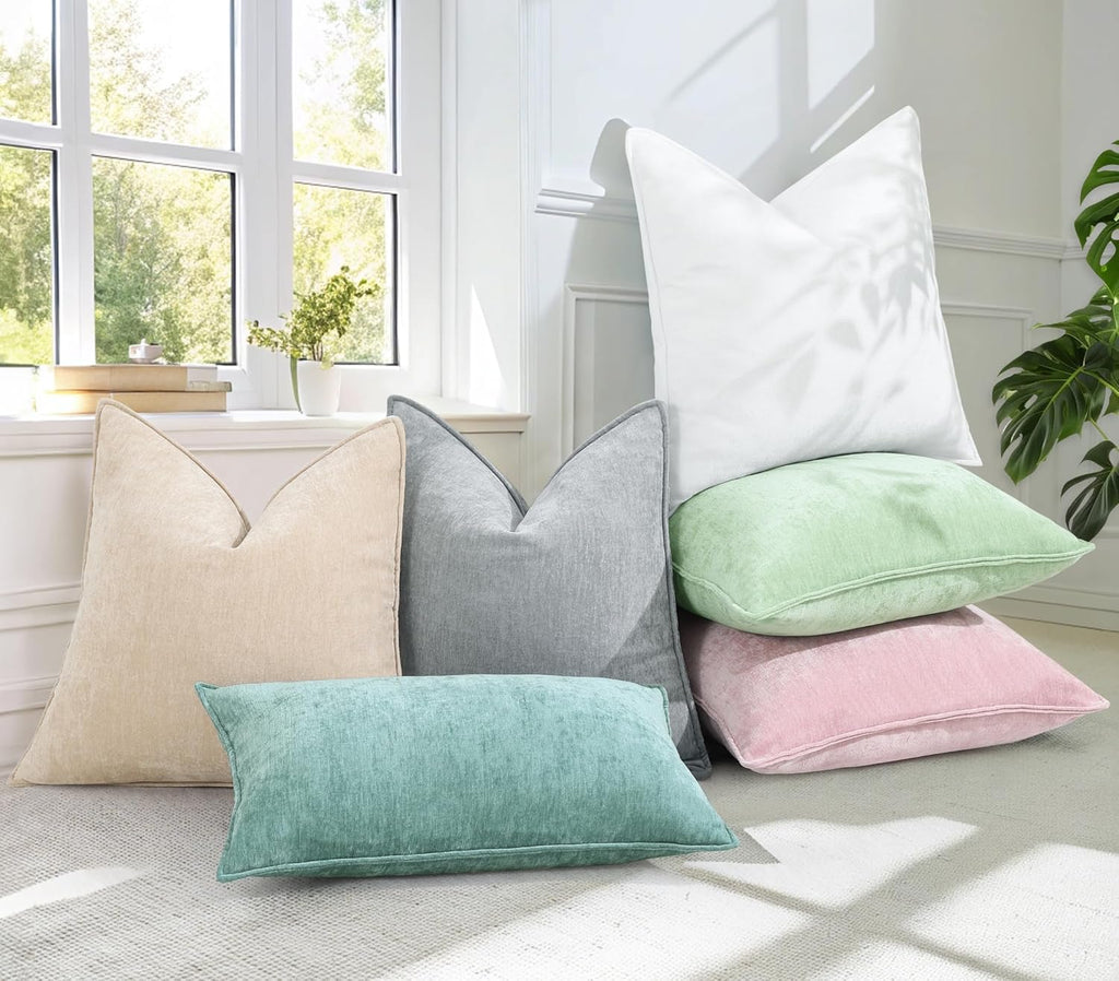 decorUhome Chenille Ultimate Gray Throw Pillow Covers 18x18 Set of 2