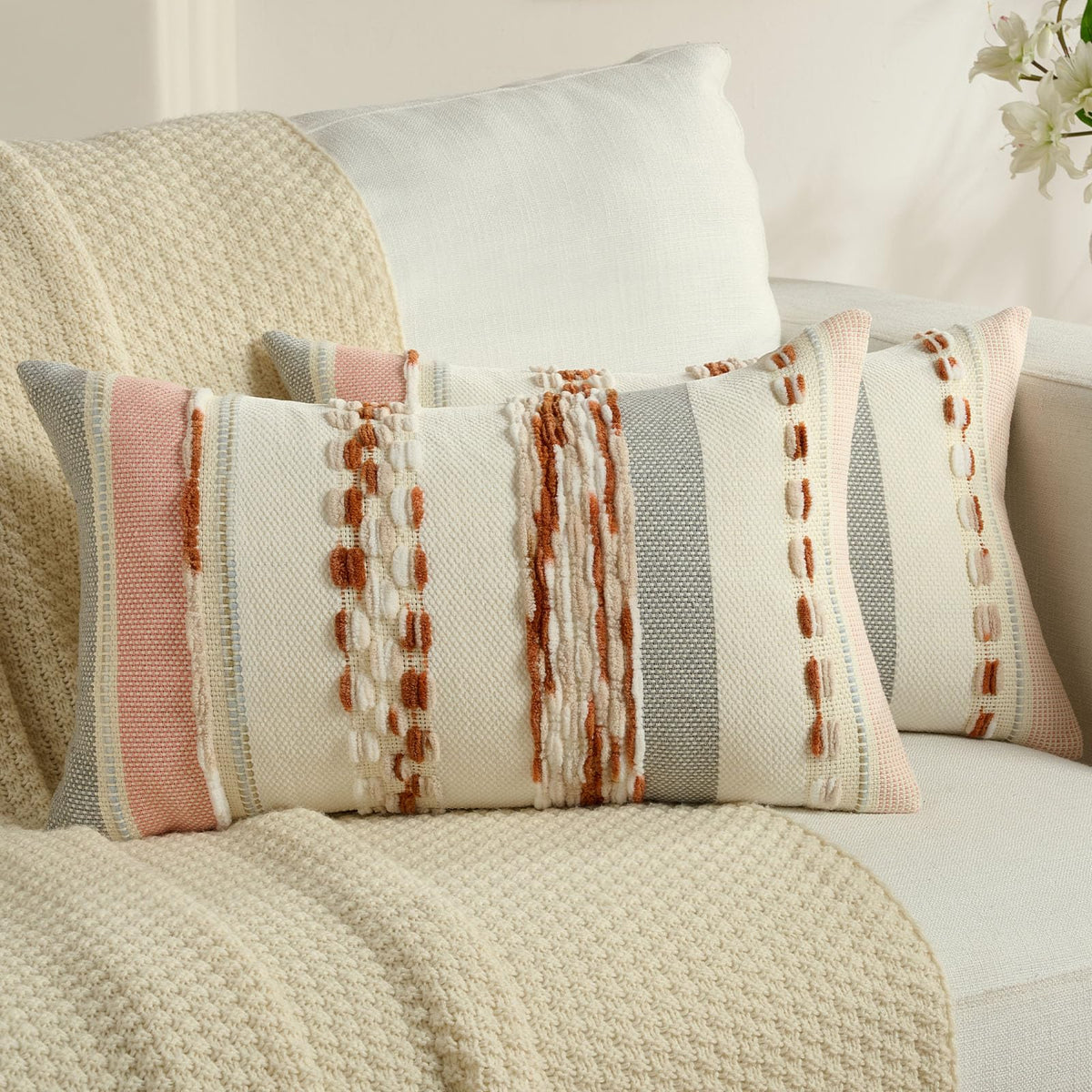 FUTEI Pack of 2 Chenille Throw Pillow Covers 45 x 45 cm,Teal