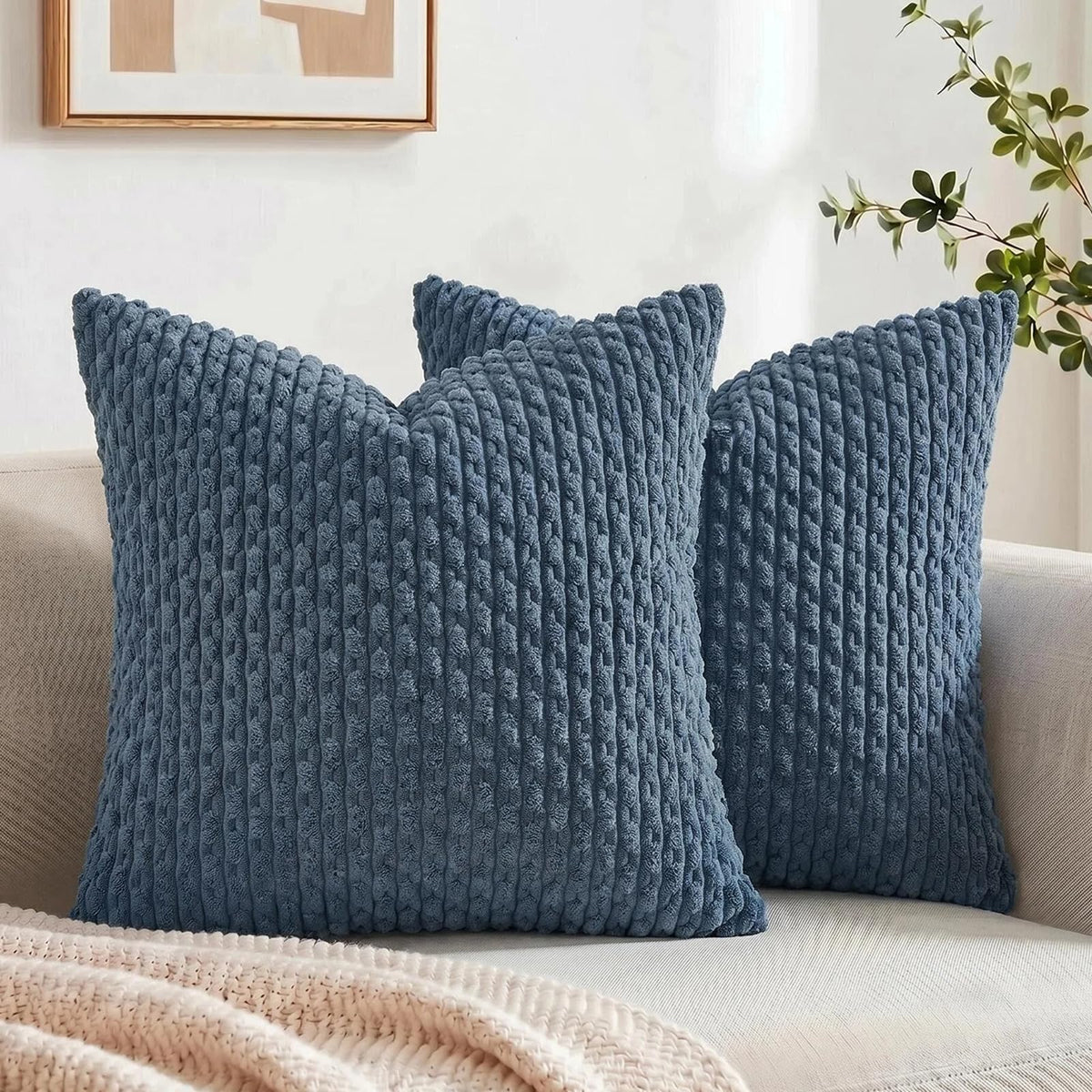 Fancy Homi 2 Packs Blush Pink Decorative Throw Pillow Covers 18x18 Inch for Couch Bed Sofa, Modern Farmhouse Boho Home Decor, Soft Cute Plush Corduroy Cushion Case 45x45 cm
