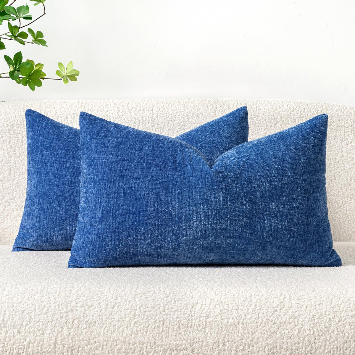 MIULEE Soft Chenille Throw Pillow Covers Green 18x18 Inch Pack of 2