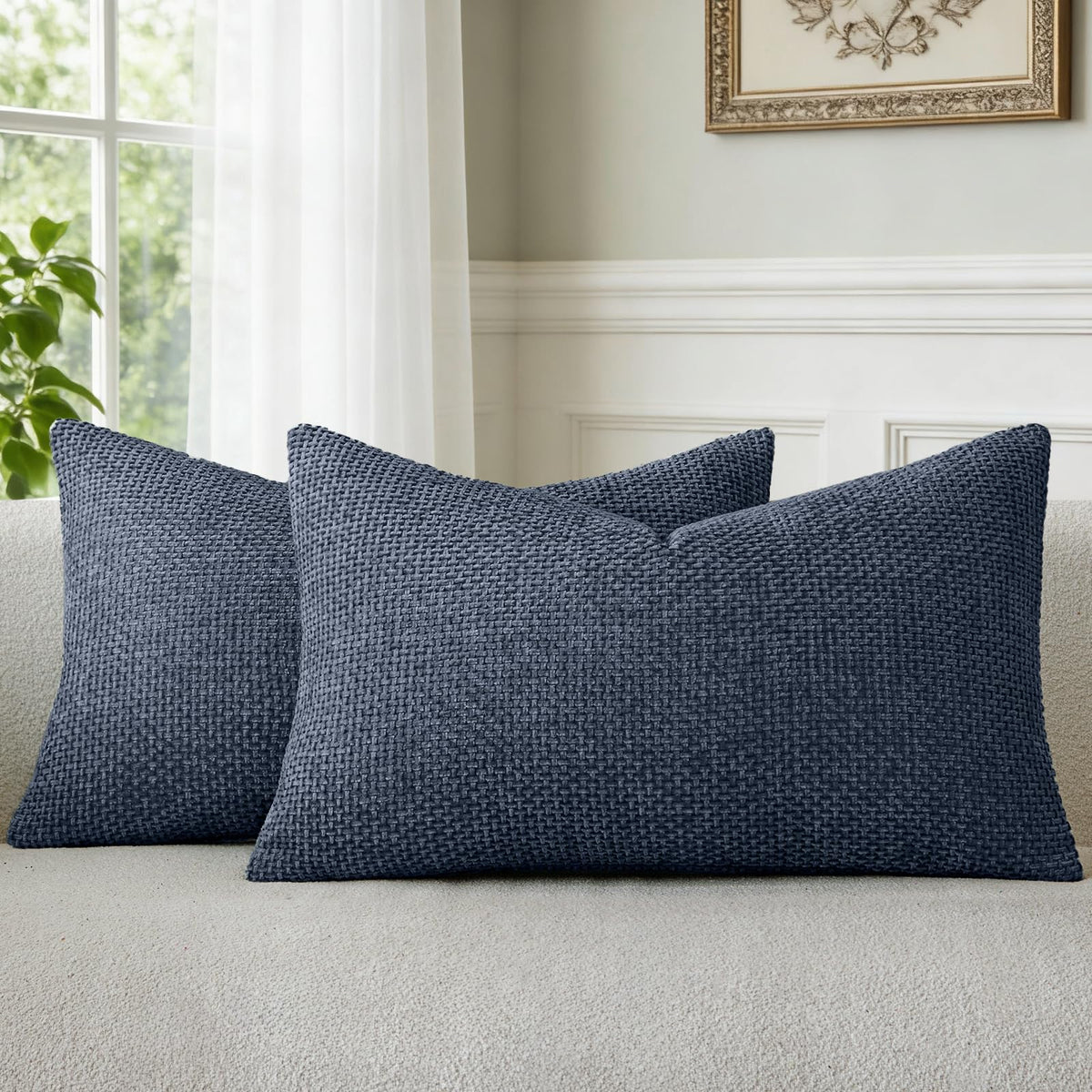 a moment Light Green Chenille Throw Pillow Covers 20x20 Inch Pack of 2 Modern Decorative Throw Pillow Covers Farmhouse Cross Covers Home Decor for Sofa Bedroom Living Room Spring