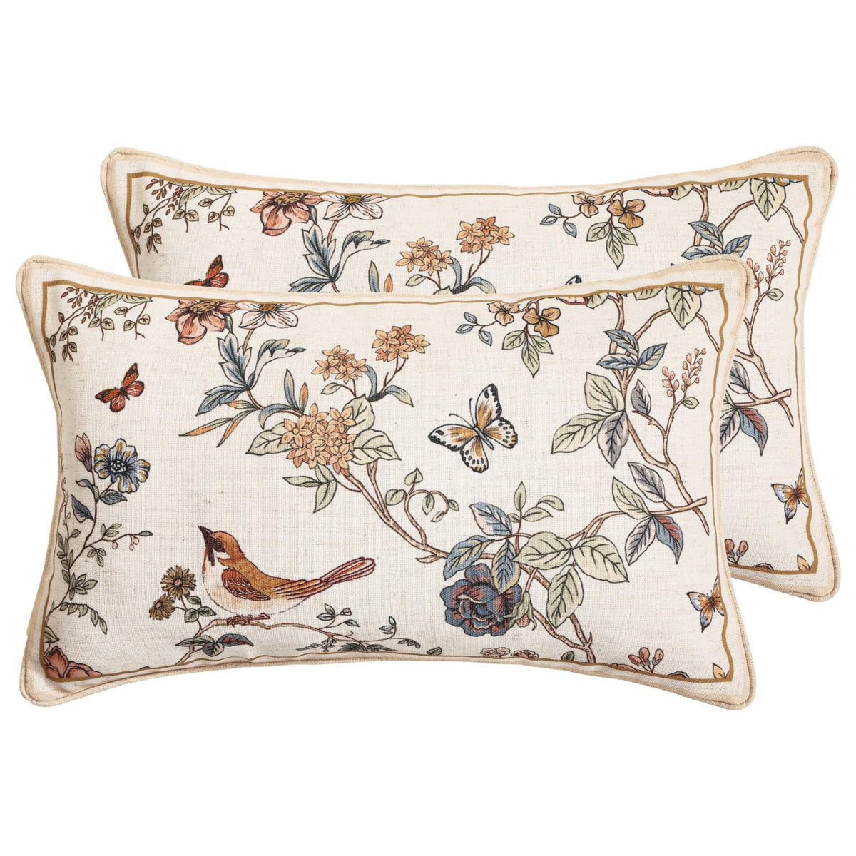 ISAENNE Vintage Elegant Linen Square Throw Pillow Cover,18"x18"-Albano A
