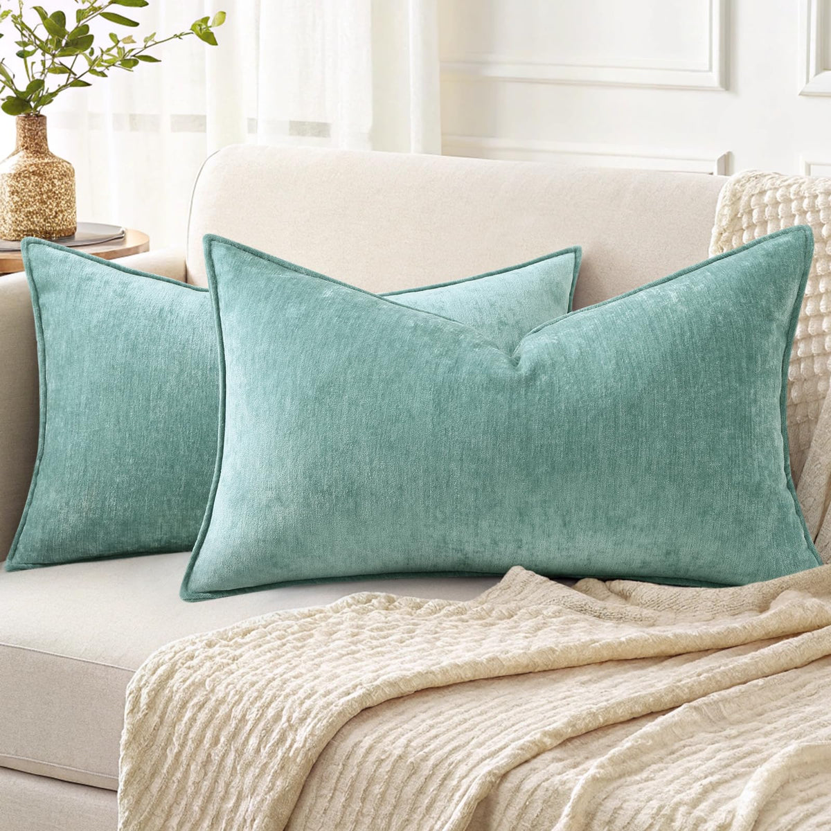 decorUhome Chenille Ultimate Gray Throw Pillow Covers 18x18 Set of 2