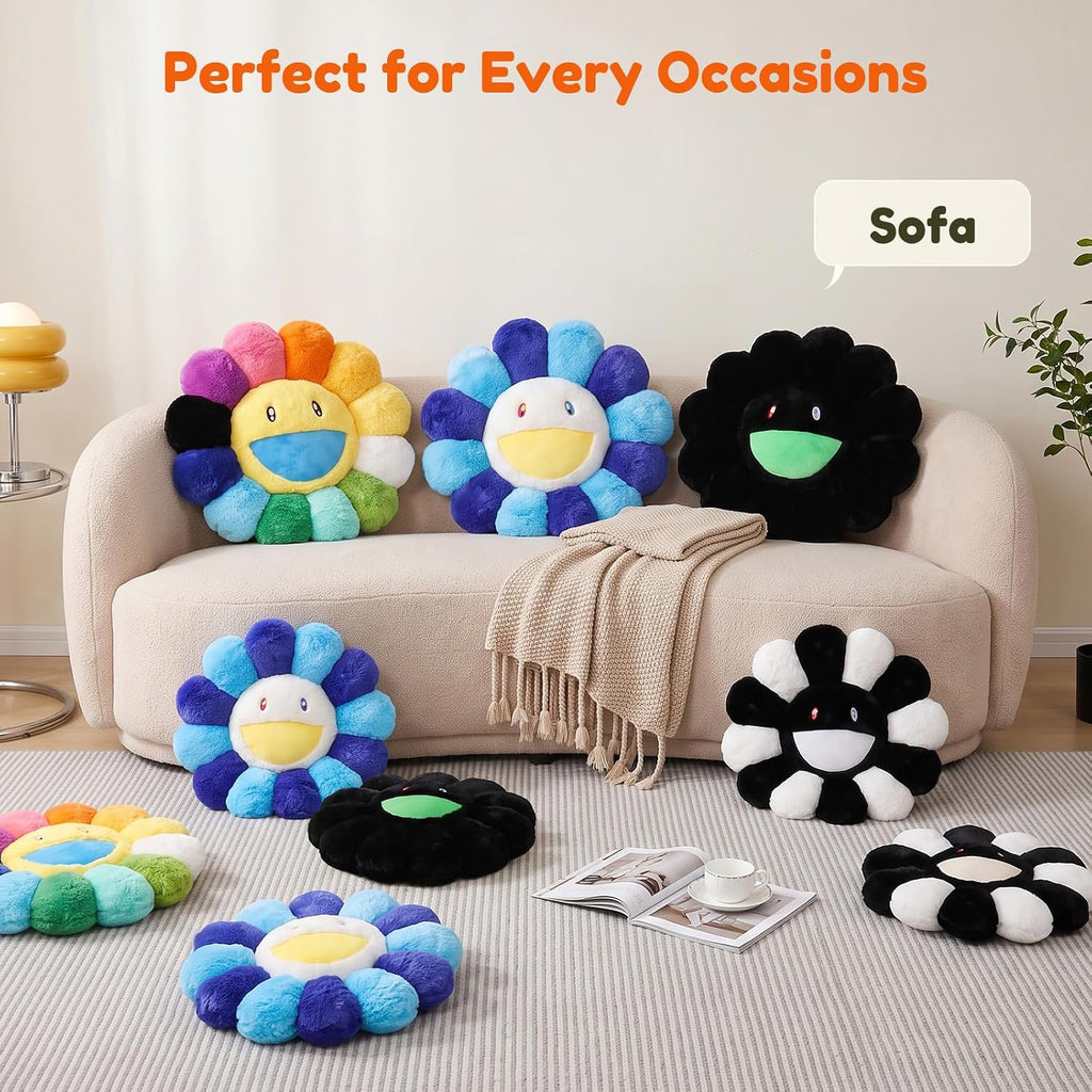Flower Pillow, Cute Smiley Face Flower Shaped Throw Pillows 15.7In