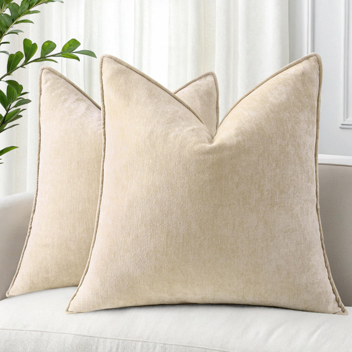 decorUhome Chenille Ultimate Gray Throw Pillow Covers 18x18 Set of 2