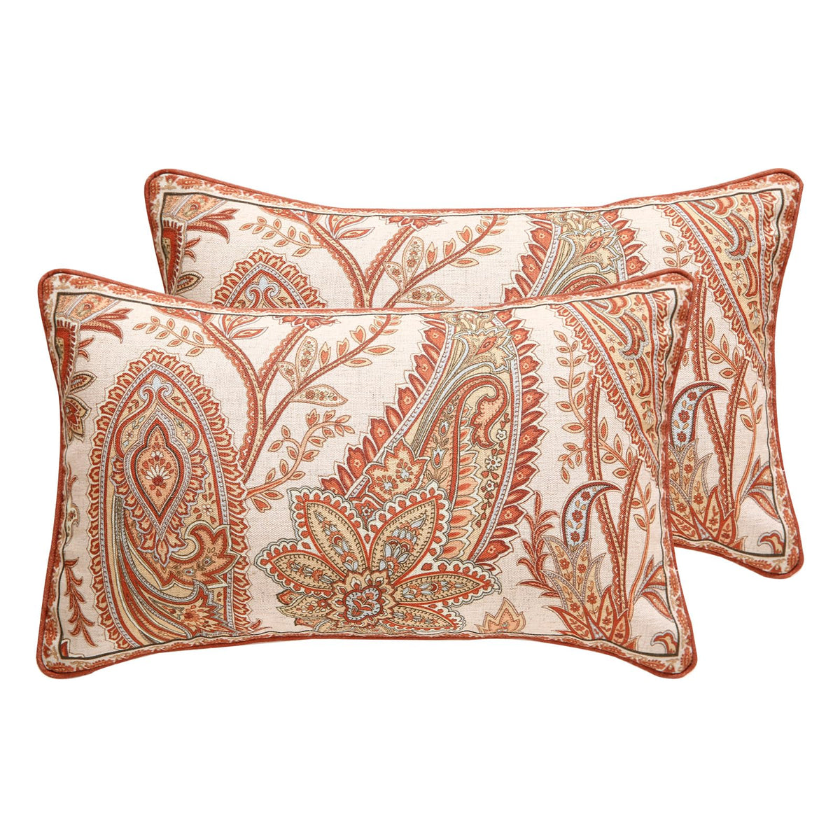 ISAENNE Vintage Elegant Linen Square Throw Pillow Cover,18"x18"-Albano A