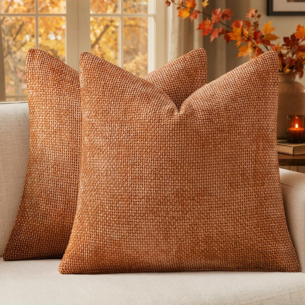 MIULEE Decorative Couch Throw Pillow Covers 20x20 Inch Neutral Beige 2 Pack