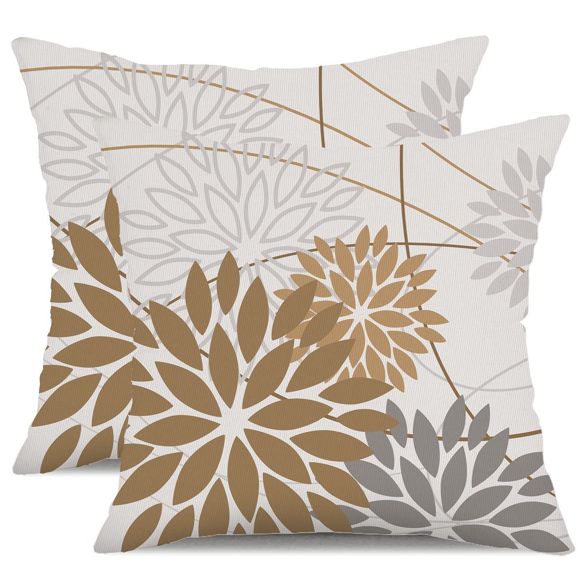 DFXSZ Blue Gray Floral Outdoor Pillow Covers 18x18 Set of 2 Waterproof