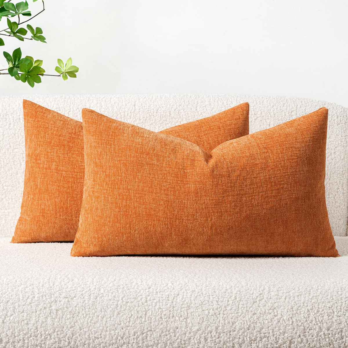 MIULEE Soft Chenille Throw Pillow Covers Green 18x18 Inch Pack of 2