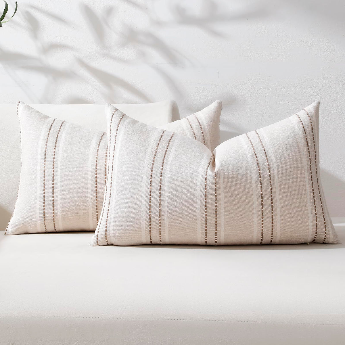 Hckot Sage Green Throw Pillow Covers 20x20 Set of 2 Striped Pillow Covers