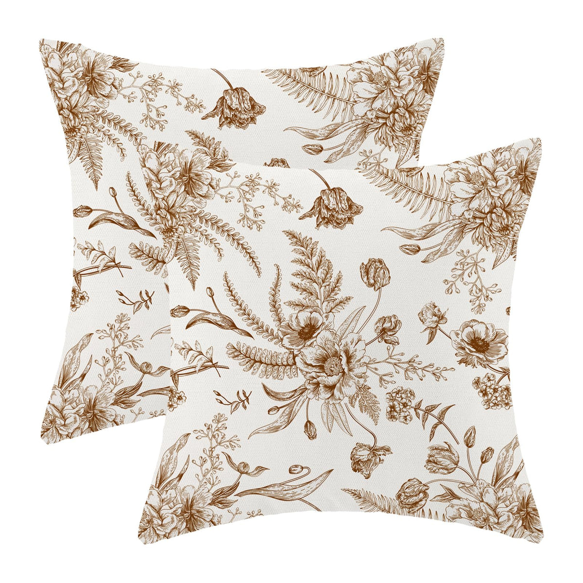 CXMEIFLY Spring Floral Birds Pillow Covers 22 x 22 Inch Set of 2 for Chinoiserie Flowers Decor Throw Pillows Blue and White Plant Outdoor Decorative Cushion Cases for Couch Bed Decorations