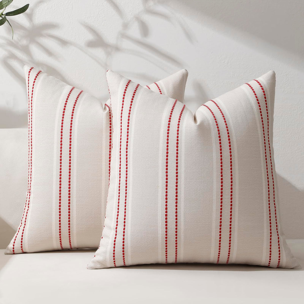 Hckot Sage Green Throw Pillow Covers 20x20 Set of 2 Striped Pillow Covers