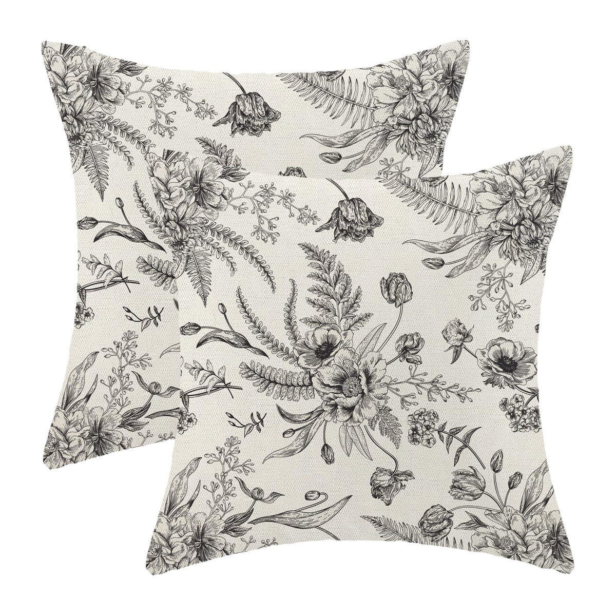 CXMEIFLY Spring Floral Birds Pillow Covers 22 x 22 Inch Set of 2 for Chinoiserie Flowers Decor Throw Pillows Blue and White Plant Outdoor Decorative Cushion Cases for Couch Bed Decorations