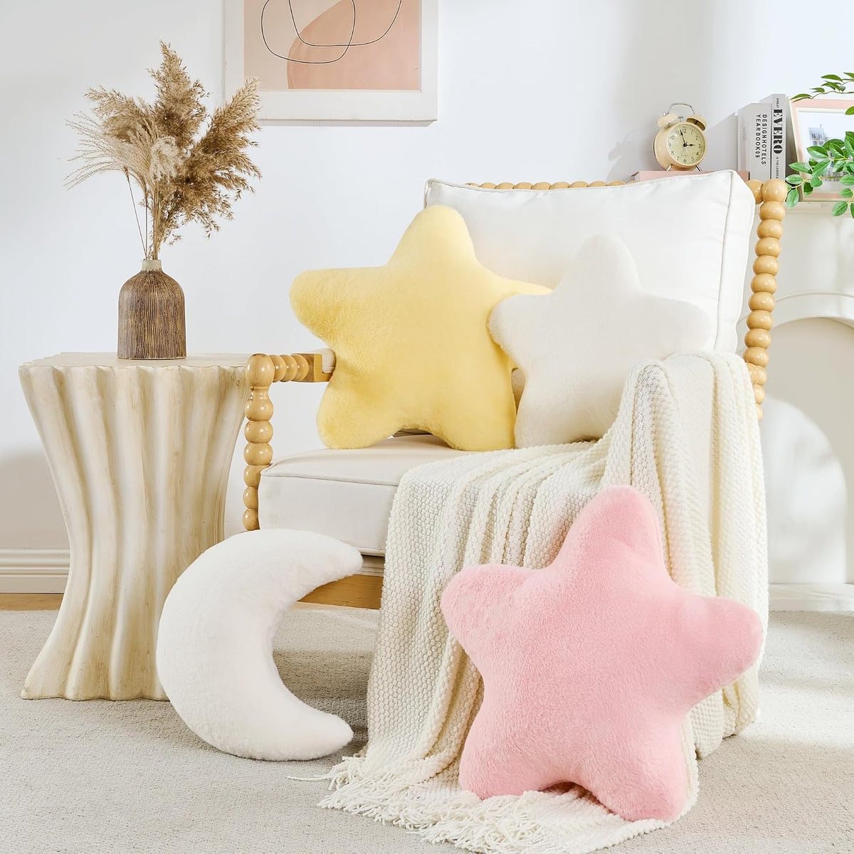 Star Pillow,Star Shaped Decorative Throw Pillow for Bed Couch,Yellow,15.7"