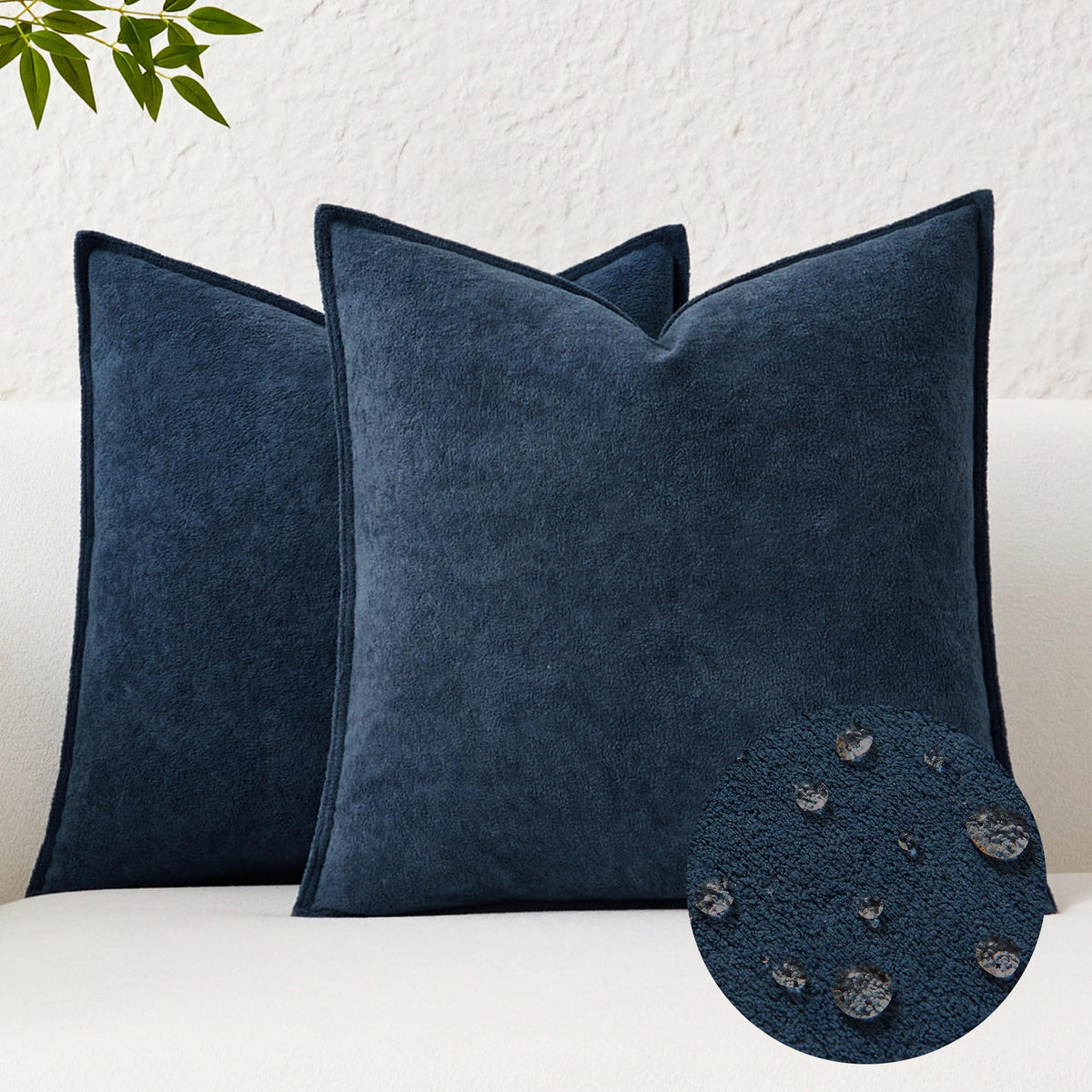 Kevin Textile Soft Waterproof Pillow Covers 20x20 Inch 2 Pack, Moss Green
