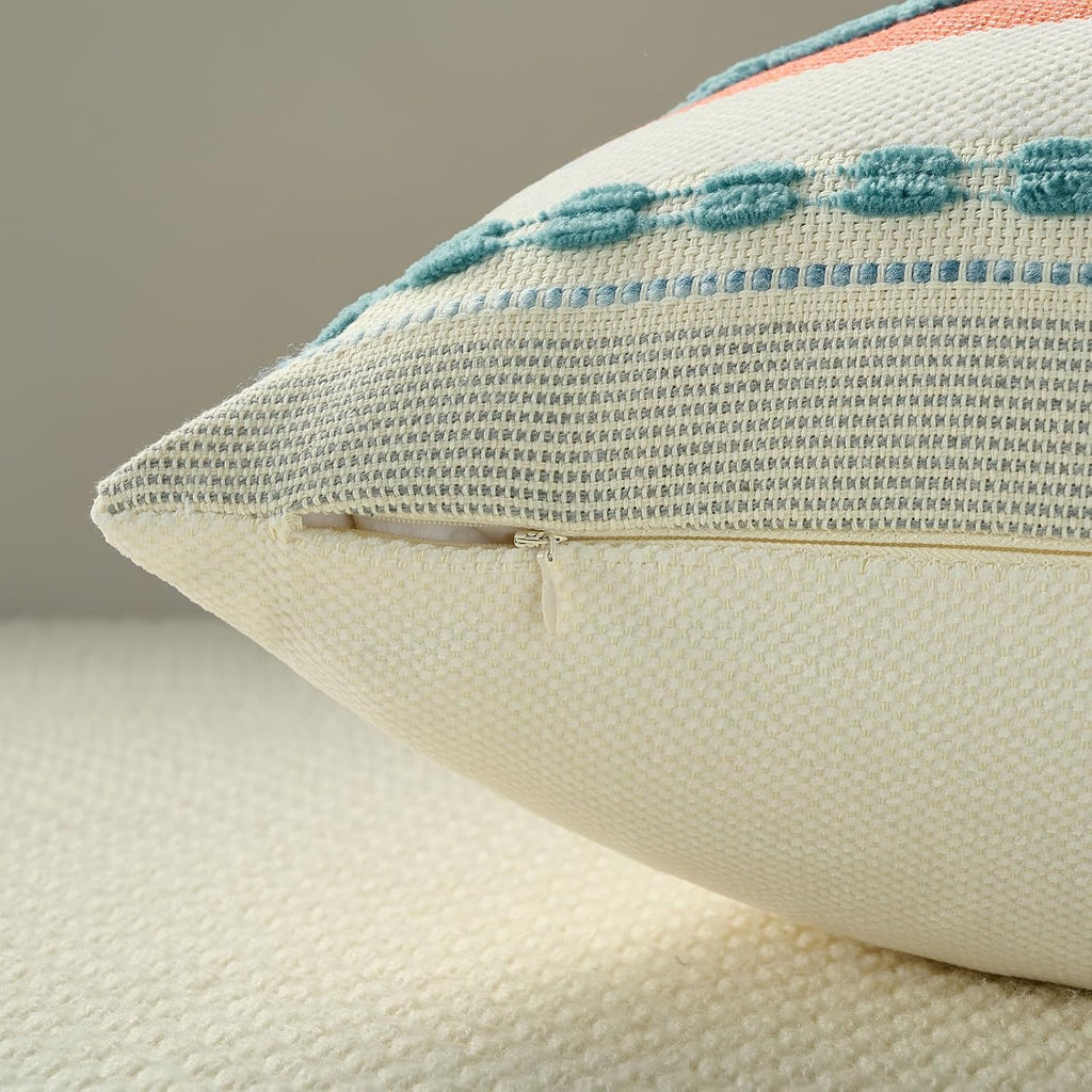FUTEI Pack of 2 Chenille Throw Pillow Covers 45 x 45 cm,Teal