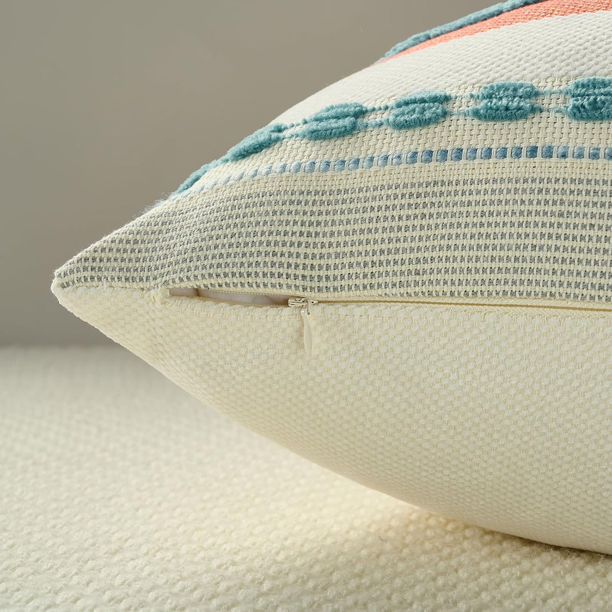 FUTEI Pack of 2 Chenille Throw Pillow Covers 45 x 45 cm,Teal