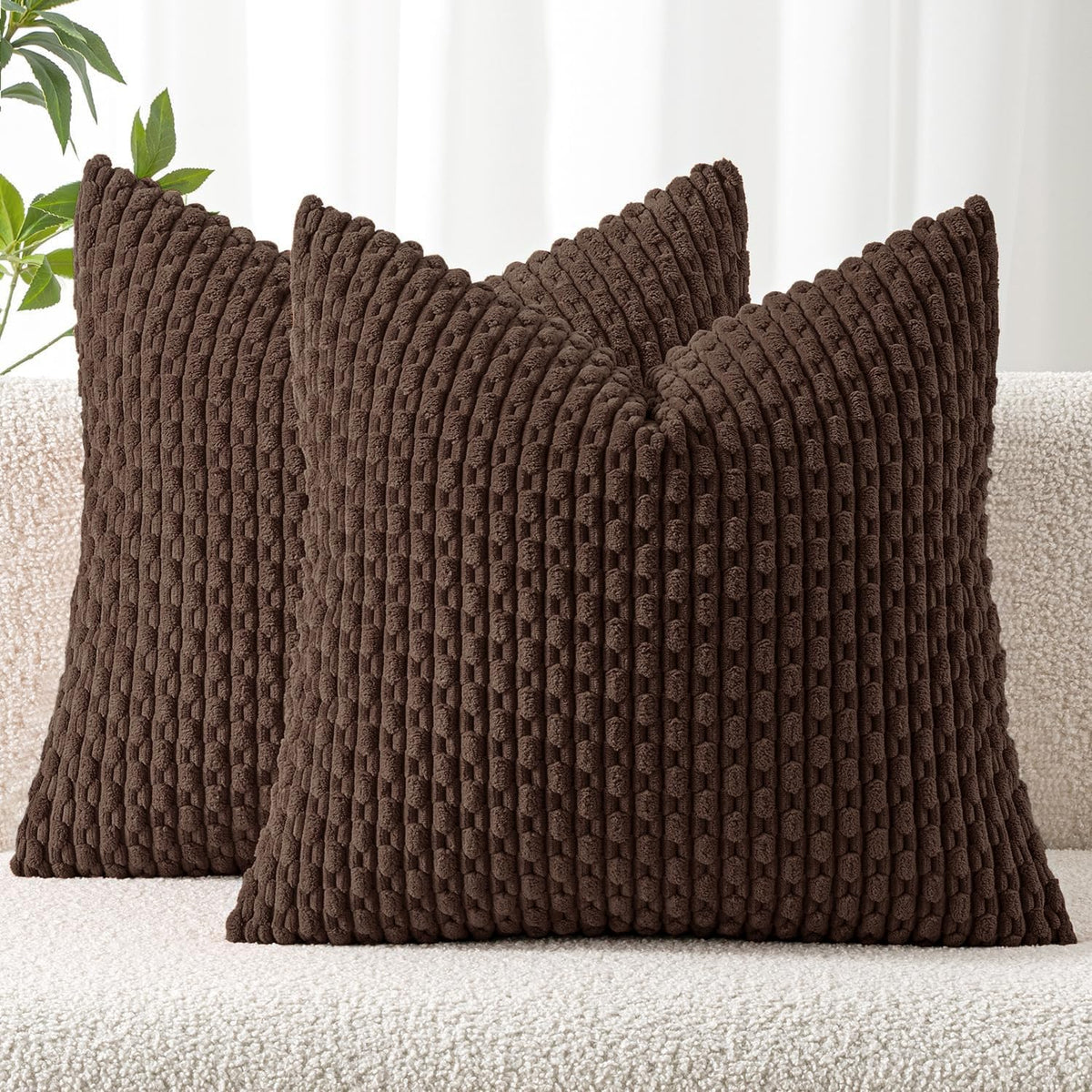 MIULEE Decorative Throw Pillow Covers 20x20 Sage Green Textured Corduroy