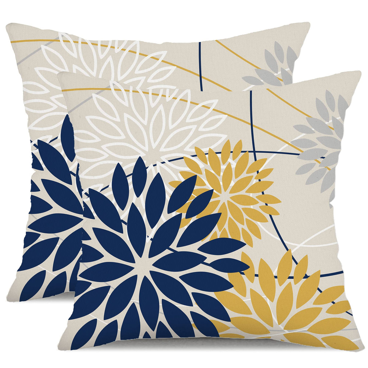 DFXSZ Blue Gray Floral Outdoor Pillow Covers 18x18 Set of 2 Waterproof