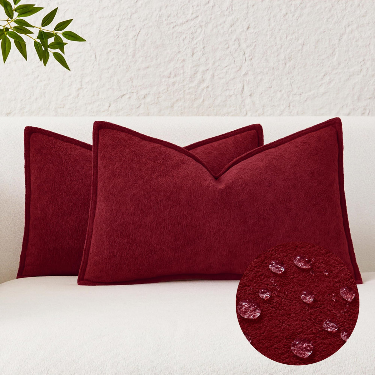 Kevin Textile Soft Waterproof Pillow Covers 20x20 Inch 2 Pack, Moss Green