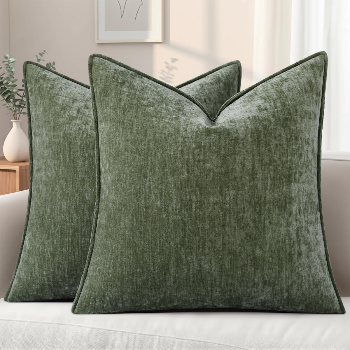 decorUhome Chenille Ultimate Gray Throw Pillow Covers 18x18 Set of 2