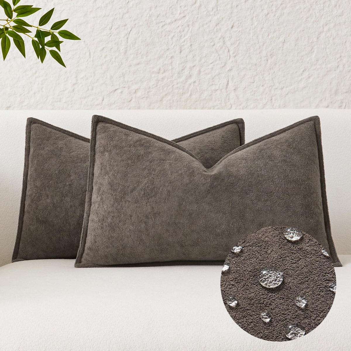 Kevin Textile Soft Waterproof Pillow Covers 20x20 Inch 2 Pack, Moss Green