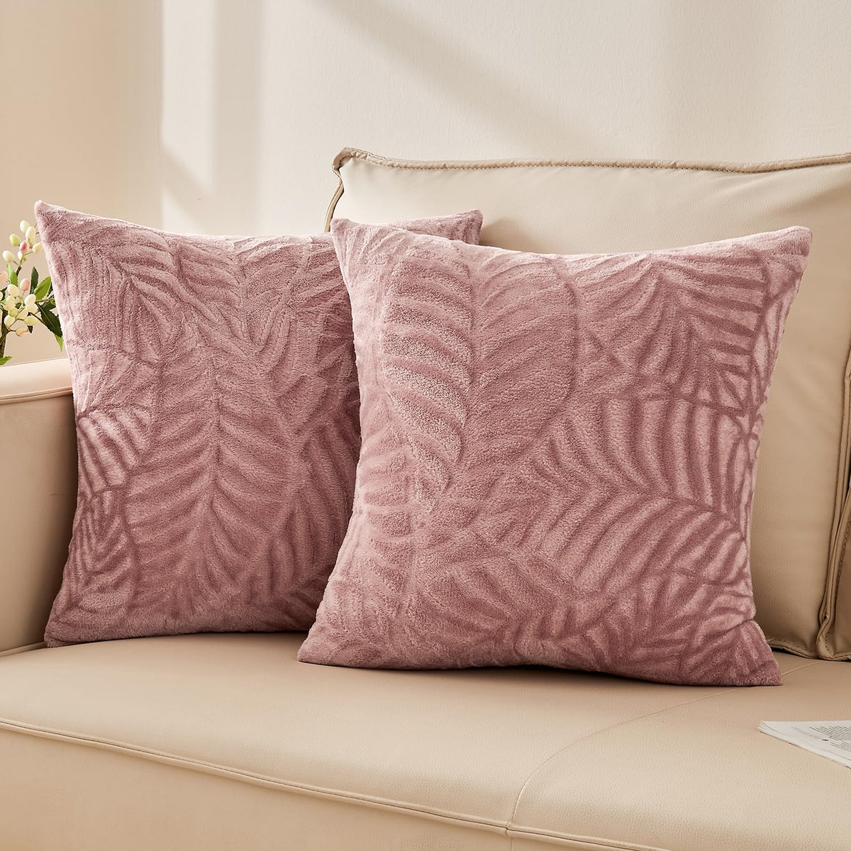 SOCHOW Fall Decorative Throw Pillow Covers 18x18 Inches Set of 2, Caramel