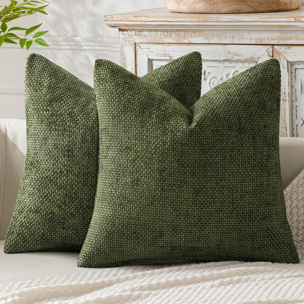 MIULEE Decorative Couch Throw Pillow Covers 20x20 Inch Neutral Beige 2 Pack