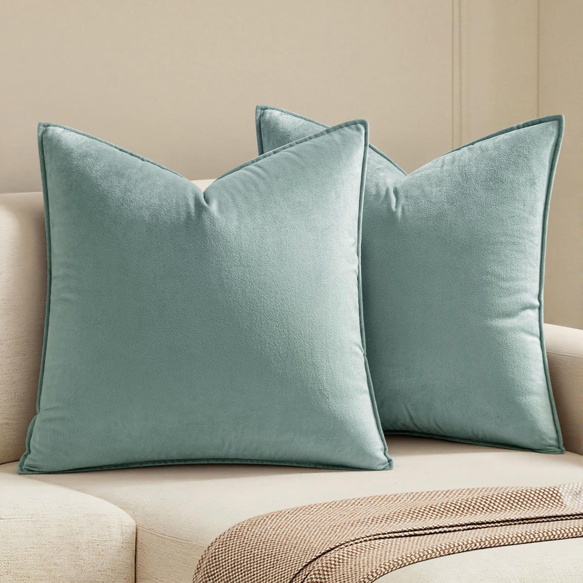 MIULEE Decorative Brown Velvet Throw Pillow Covers for Couch 18x18 Inch
