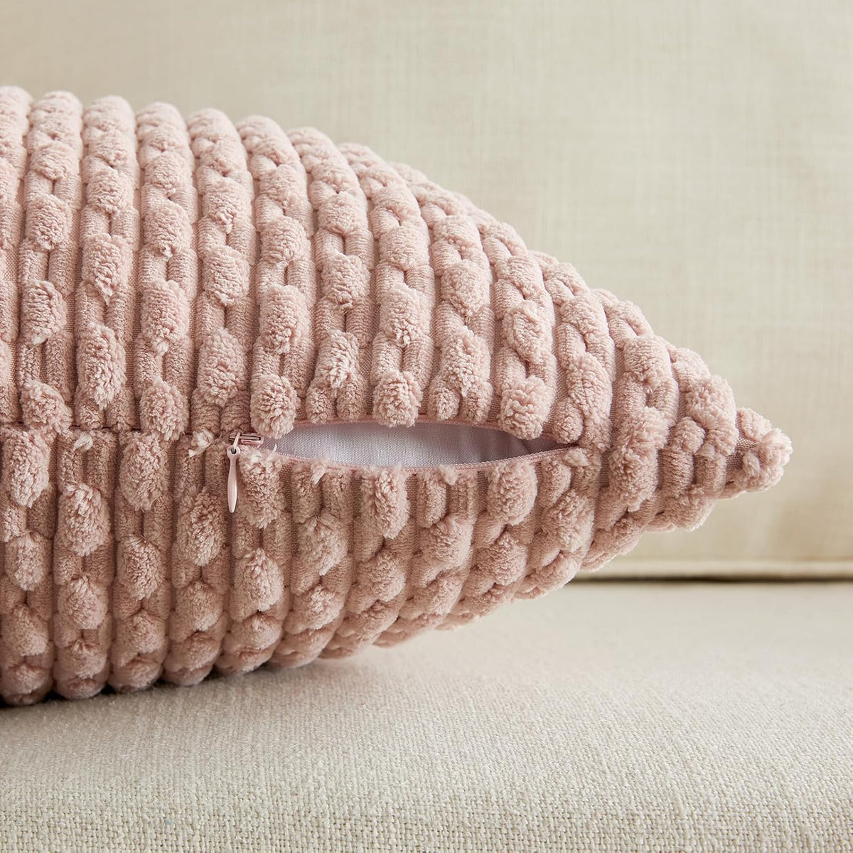 Fancy Homi 2 Packs Blush Pink Decorative Throw Pillow Covers 18x18 Inch for Couch Bed Sofa, Modern Farmhouse Boho Home Decor, Soft Cute Plush Corduroy Cushion Case 45x45 cm