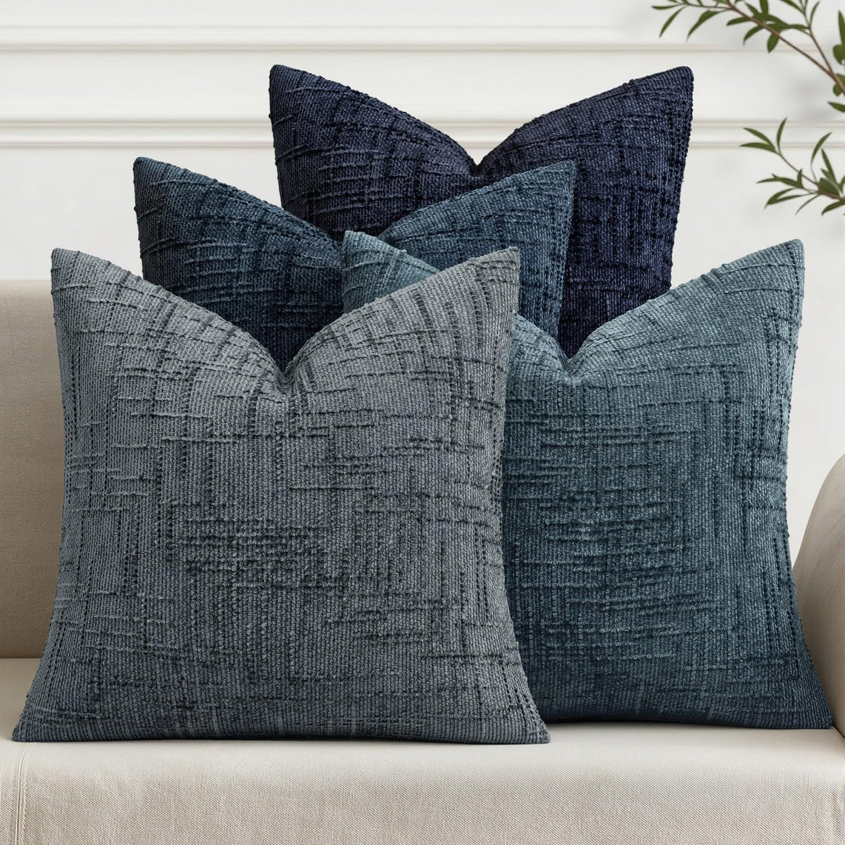 MIULEE Texture Chenille Decorative Throw Pillow Covers Neutral Beige 18x18