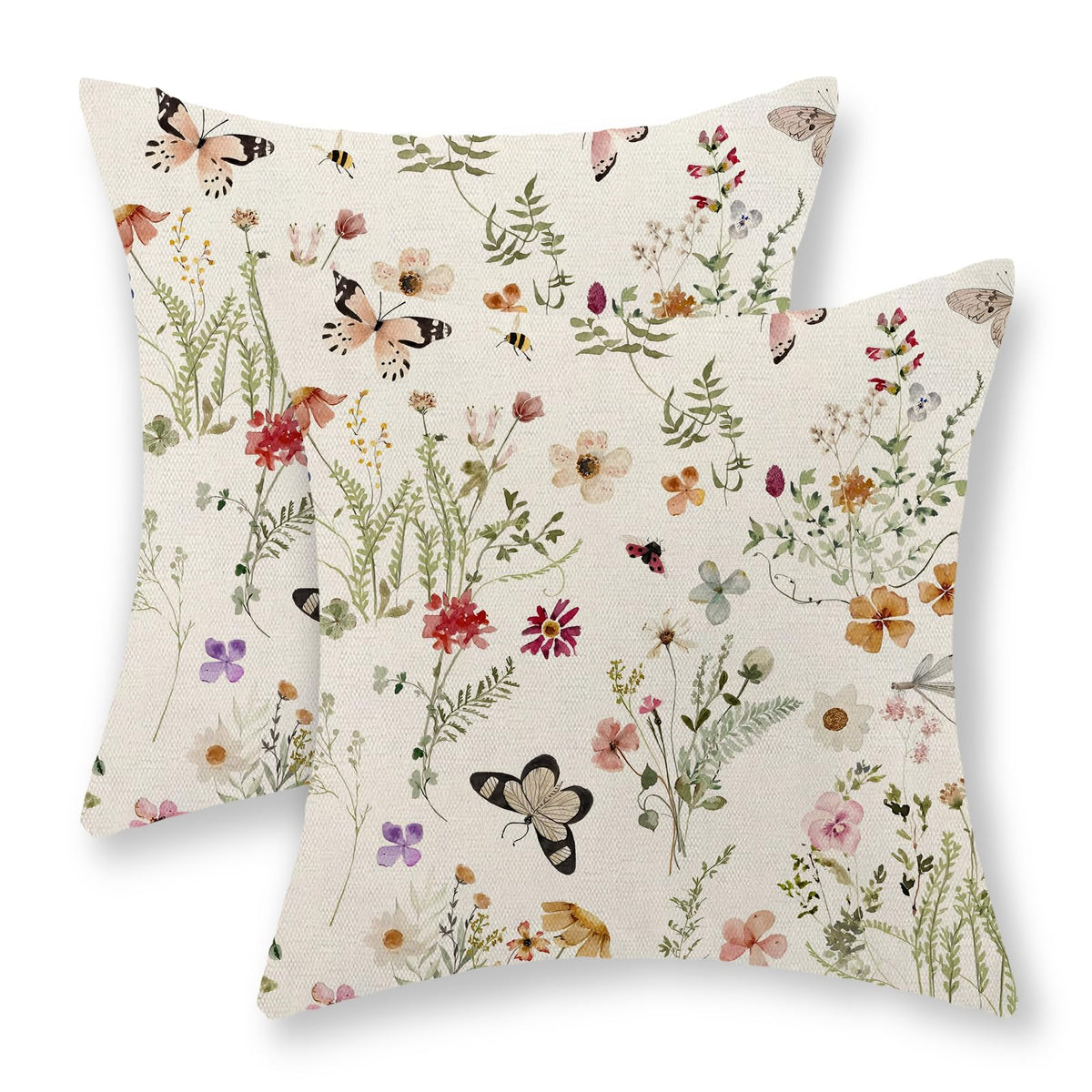 Sage Green Pillow Covers 18x18 Set of 2 Light Green Chinoiserie Bird Floral Throw Pillows Outdoor Decor Vintage Hummingbird Flower Pillow Cases Linen Decorative Cushion Cover for Couch Sofa