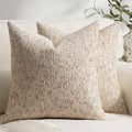 Pack of 2 Neutral Throw Pillow Covers 18x18 Boho Textured Dots Stripe Chenille Square Decorative Pillow Cases Accents for Living Room Couch Bed Farmhouse Home Decor, Taupe