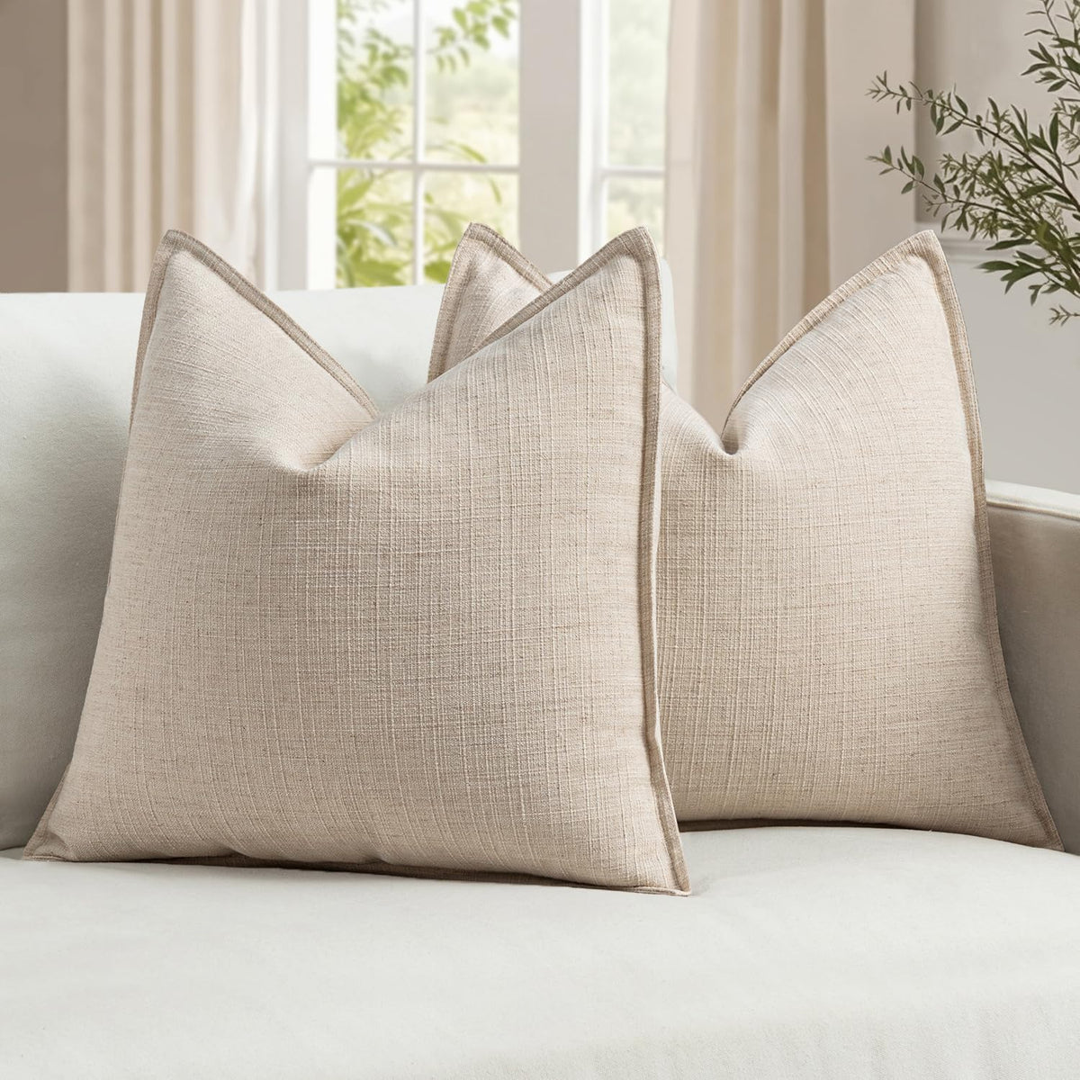 MIULEE Thick Textured Navy Blue Decorative Throw Pillow Covers 18x18 Inch