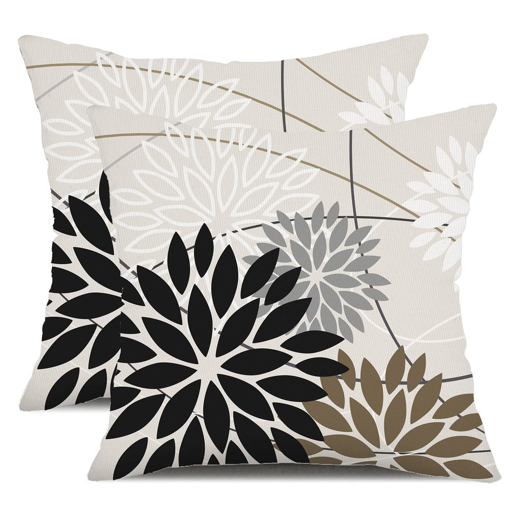 DFXSZ Blue Gray Floral Outdoor Pillow Covers 18x18 Set of 2 Waterproof